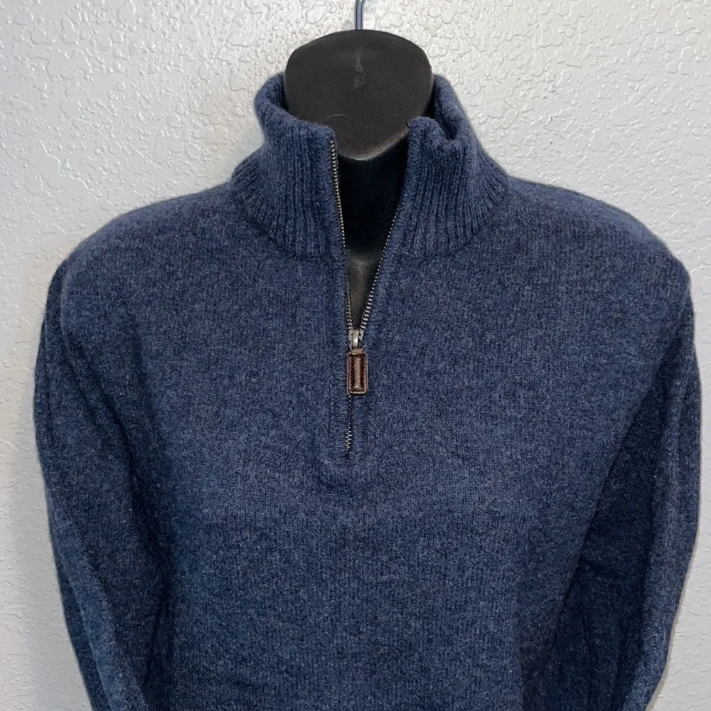 J. Crew navy blue pullover 1/2 zip 100% wool sweater size L